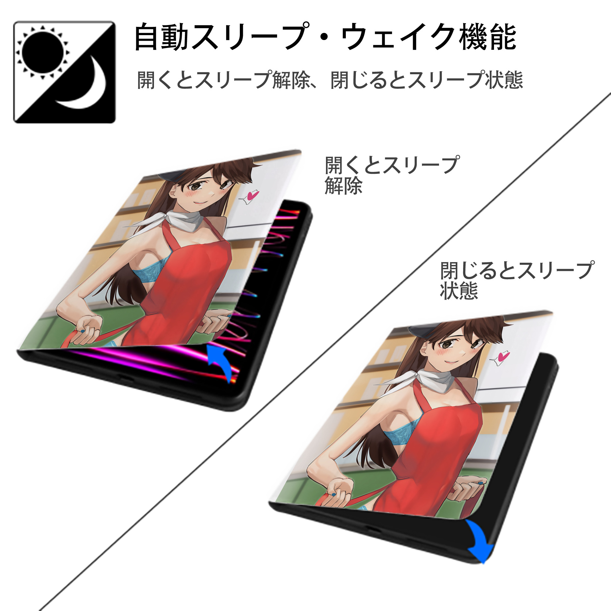 EVA 新世紀エヴァンゲリオン IPad ケース ペン収納付き 三つ折りスタンド PUレザー×シリコン 対応機種9.5/10.5/10.9インチ