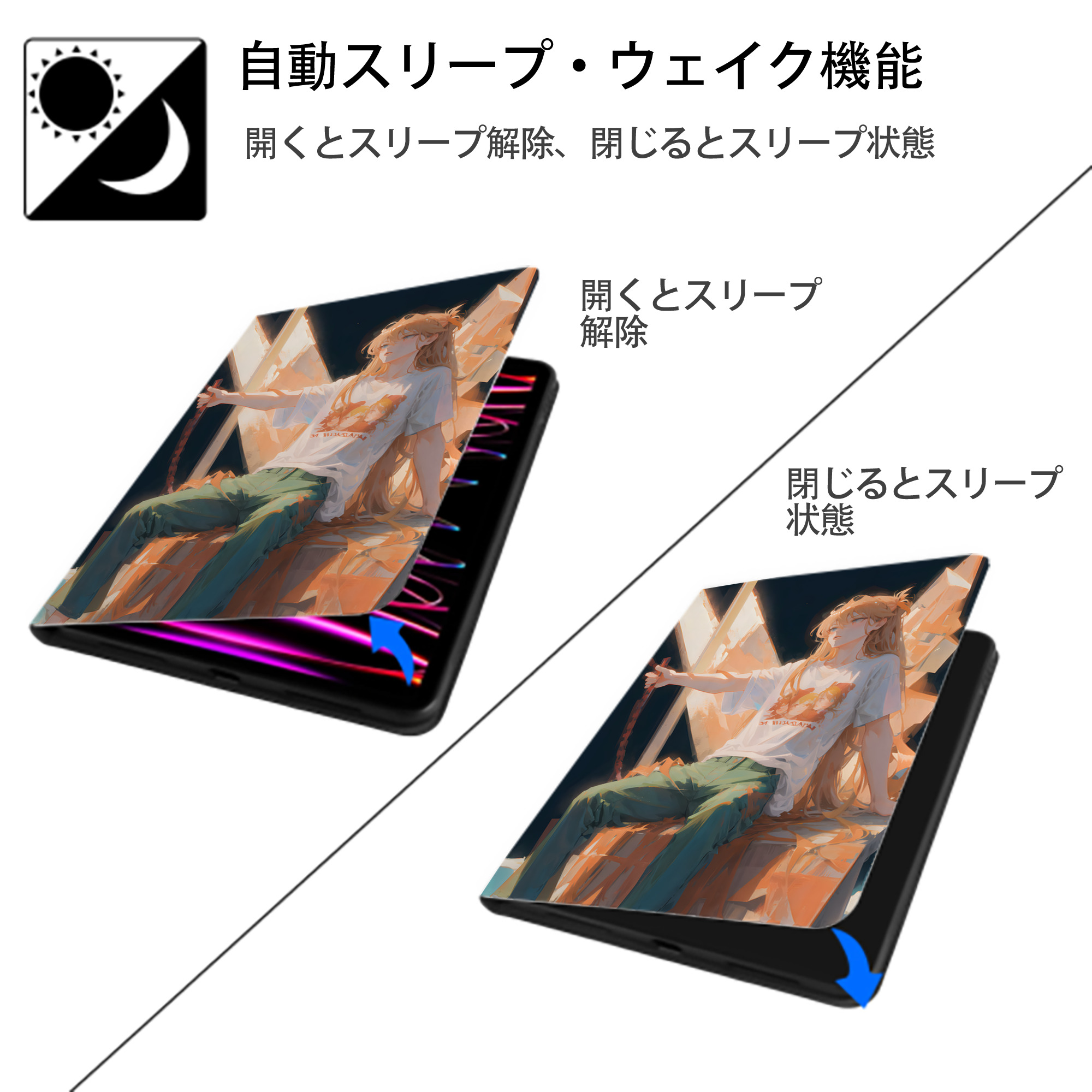 EVA 新世紀エヴァンゲリオン IPad ケース ペン収納付き 三つ折りスタンド PUレザー×シリコン 対応機種9.5/10.5/10.9インチ
