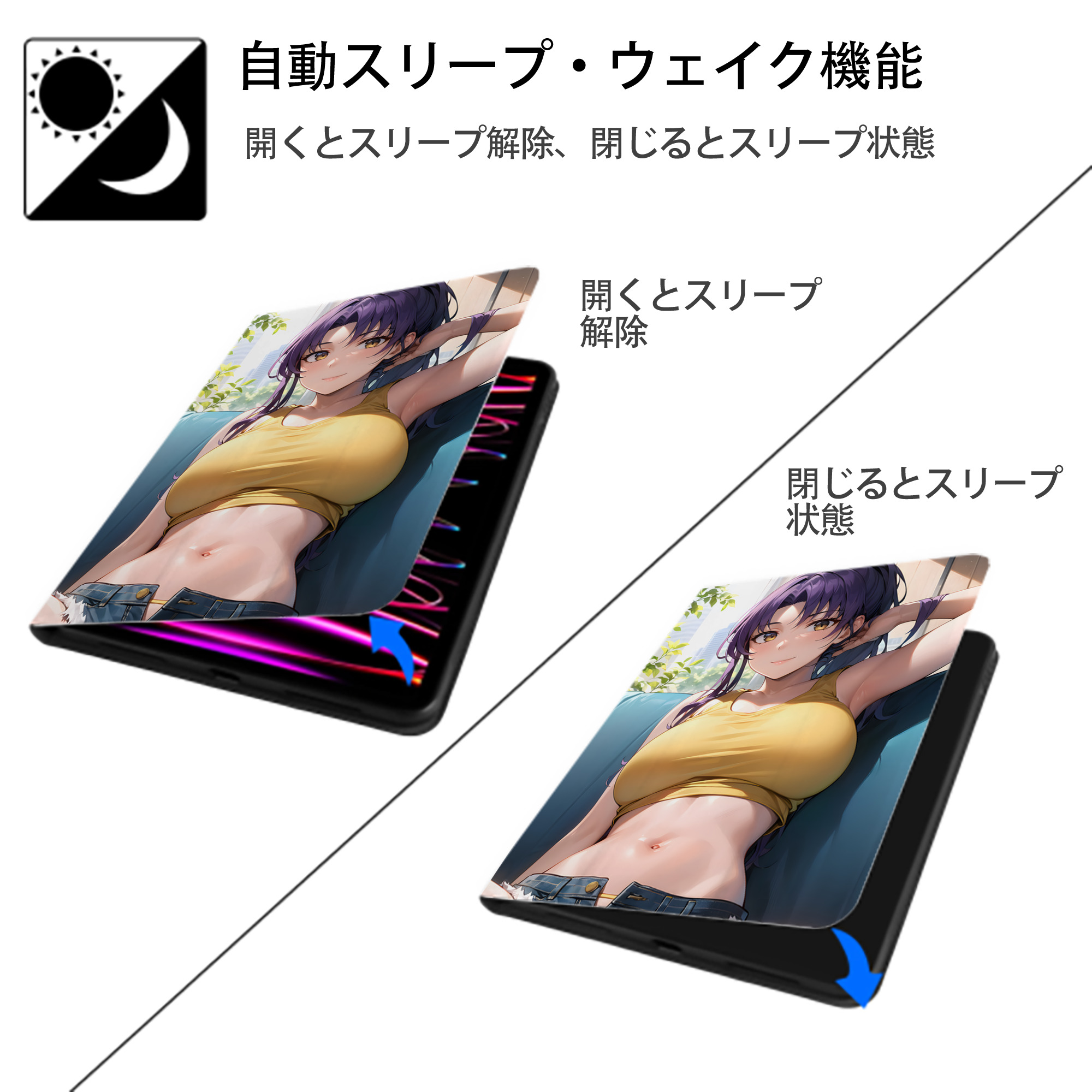 EVA 新世紀エヴァンゲリオン IPad ケース ペン収納付き 三つ折りスタンド PUレザー×シリコン 対応機種9.5/10.5/10.9インチ