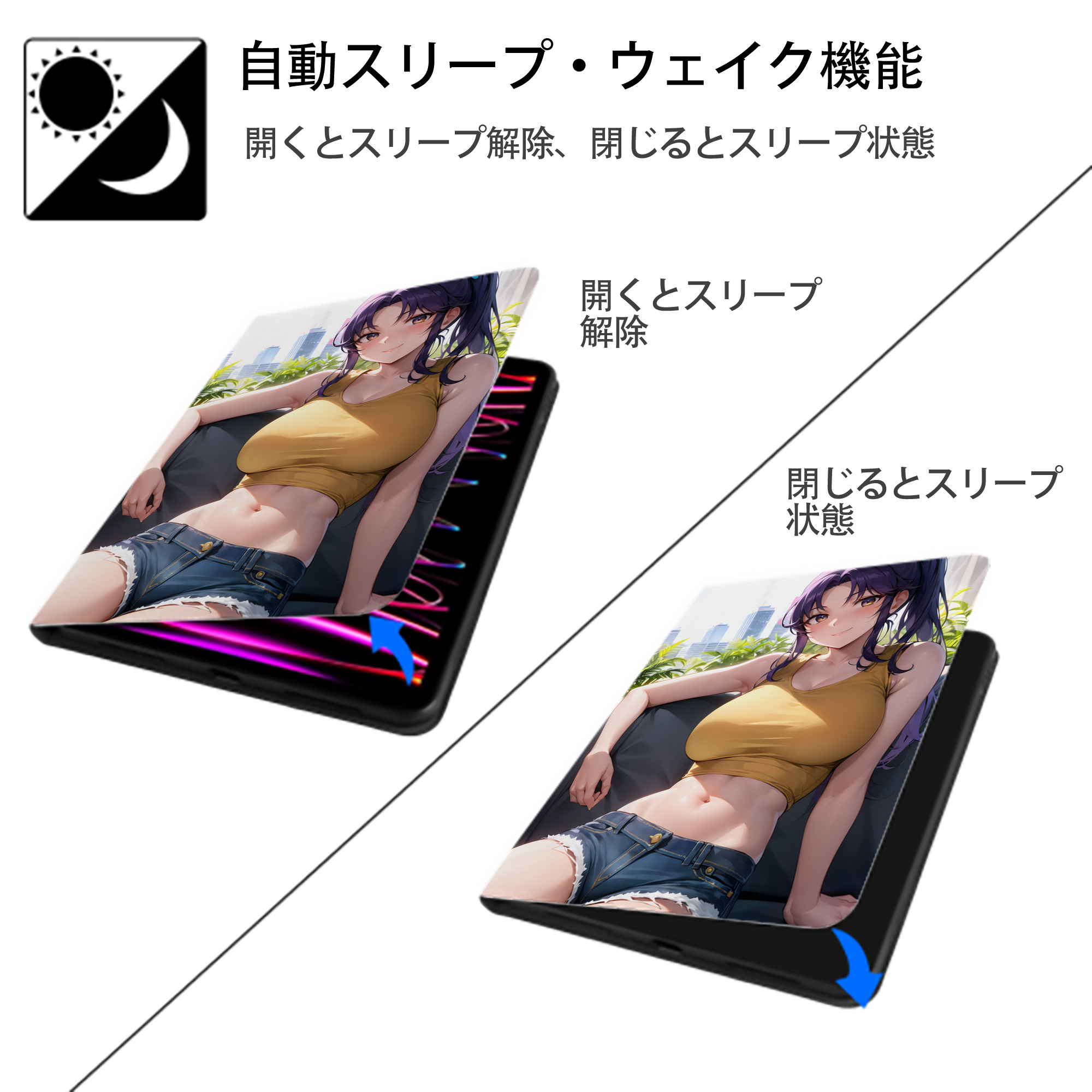 EVA 新世紀エヴァンゲリオン IPad ケース ペン収納付き 三つ折りスタンド PUレザー×シリコン 対応機種9.5/10.5/10.9インチ