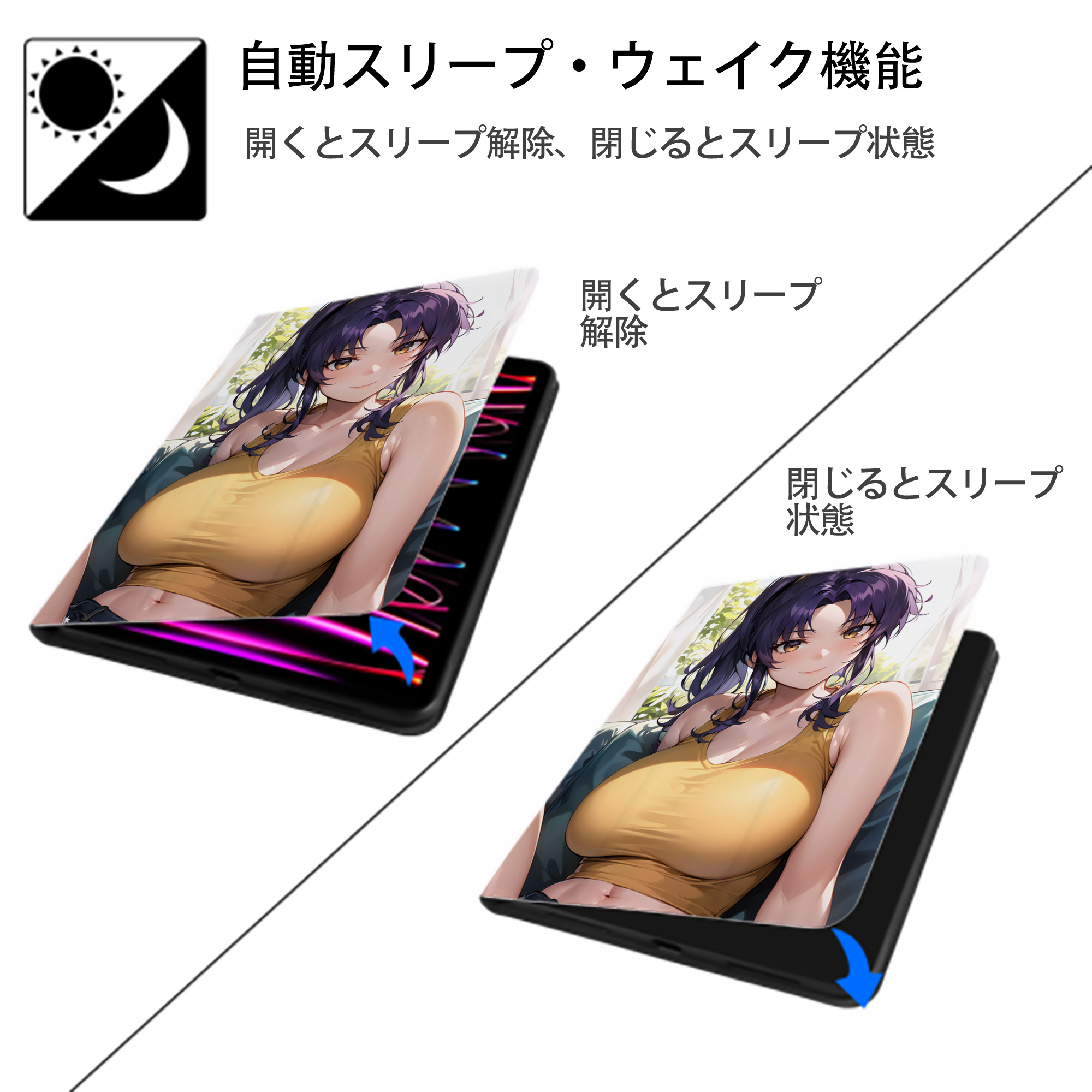EVA 新世紀エヴァンゲリオン IPad ケース ペン収納付き 三つ折りスタンド PUレザー×シリコン 対応機種9.5/10.5/10.9インチ