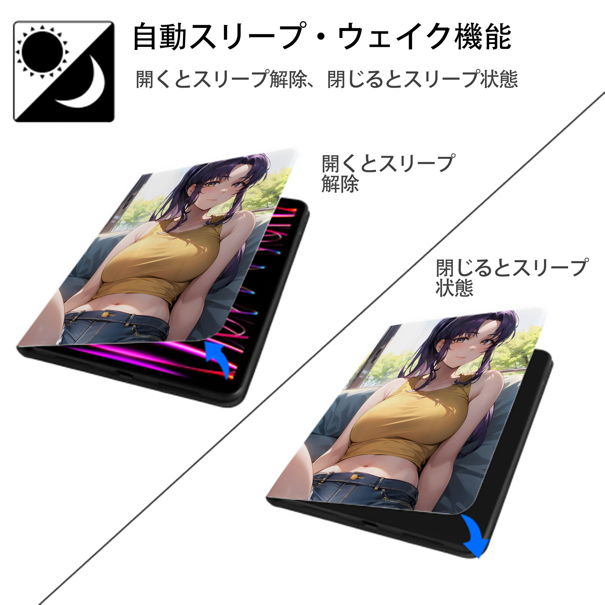 EVA 新世紀エヴァンゲリオン IPad ケース ペン収納付き 三つ折りスタンド PUレザー×シリコン 対応機種9.5/10.5/10.9インチ