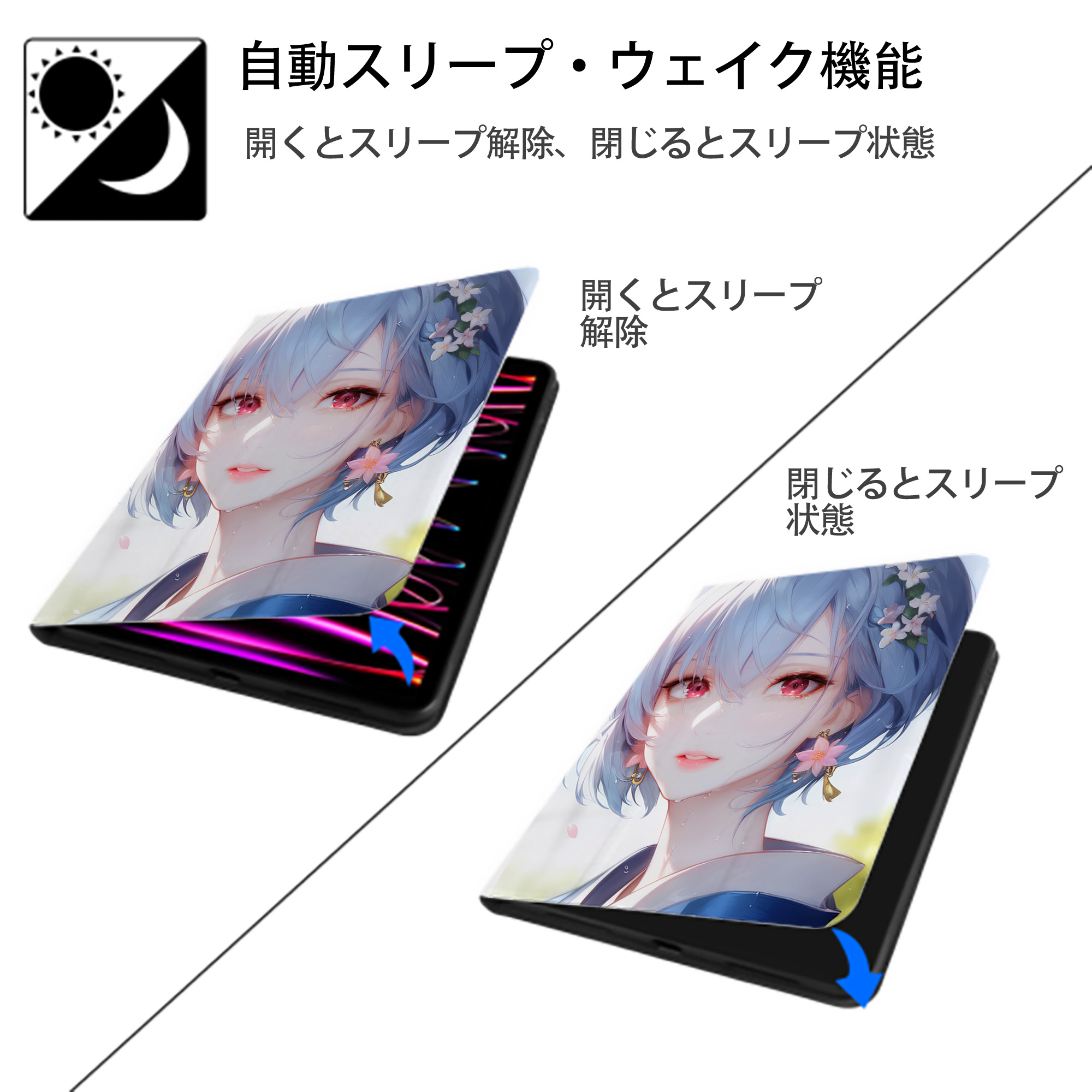 EVA 新世紀エヴァンゲリオン IPad ケース ペン収納付き 三つ折りスタンド PUレザー×シリコン 対応機種9.5/10.5/10.9インチ