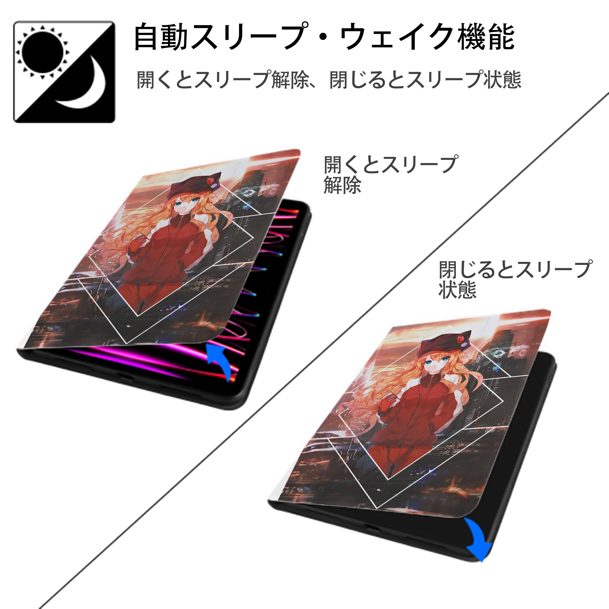 EVA 新世紀エヴァンゲリオン IPad ケース ペン収納付き 三つ折りスタンド PUレザー×シリコン 対応機種9.5/10.5/10.9インチ