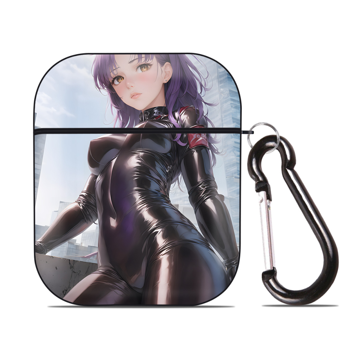 （画像用） EVA 新世紀エヴァンゲリオン AirPods 第2世代保護ケース ハードシェル ブラック 耐衝撃・防指紋・カラビナ付き