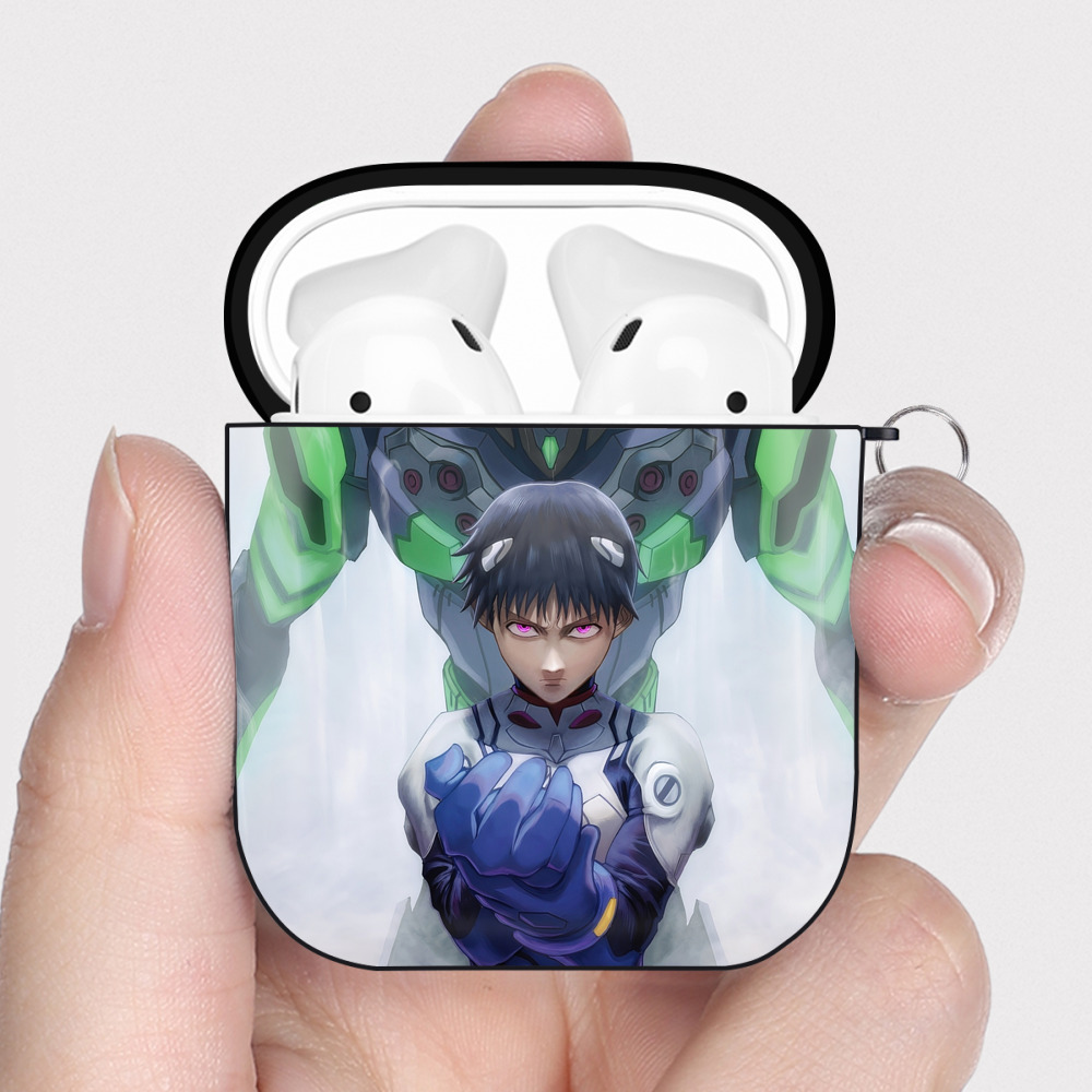 （画像用） EVA 新世紀エヴァンゲリオン AirPods 第2世代保護ケース ハードシェル ブラック 耐衝撃・防指紋・カラビナ付き