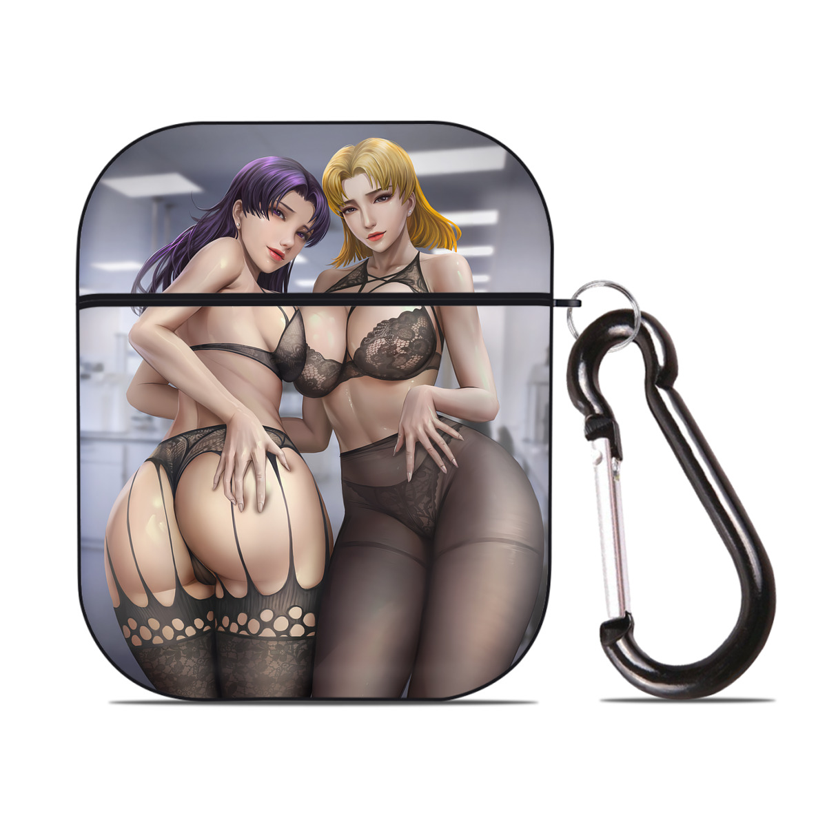 （画像用） EVA 新世紀エヴァンゲリオン AirPods 第2世代保護ケース ハードシェル ブラック 耐衝撃・防指紋・カラビナ付き