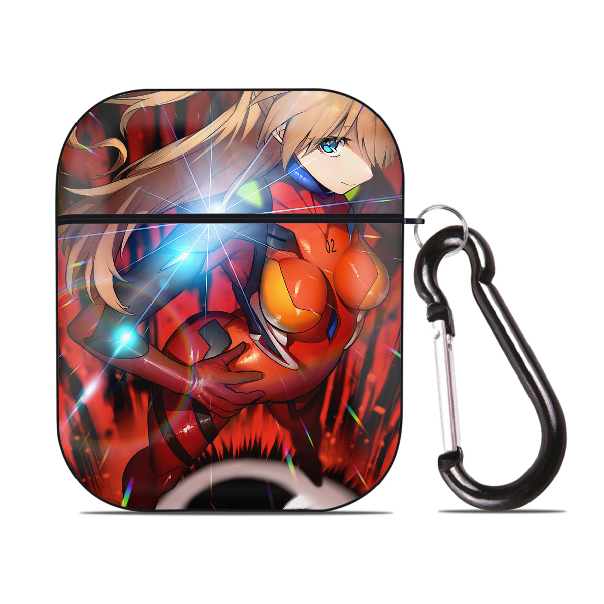 （画像用） EVA 新世紀エヴァンゲリオン AirPods 第2世代保護ケース ハードシェル ブラック 耐衝撃・防指紋・カラビナ付き