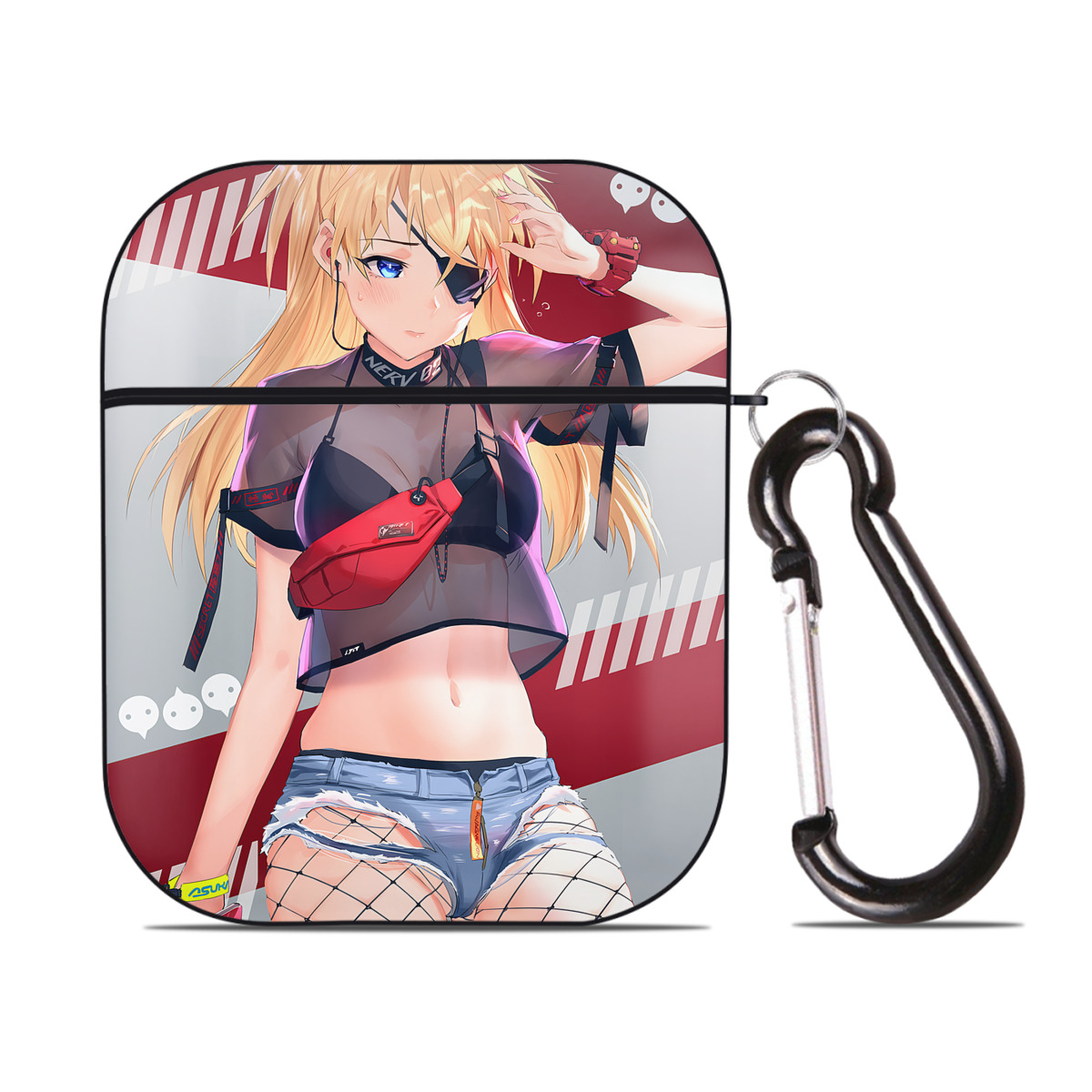 （画像用） EVA 新世紀エヴァンゲリオン AirPods 第2世代保護ケース ハードシェル ブラック 耐衝撃・防指紋・カラビナ付き