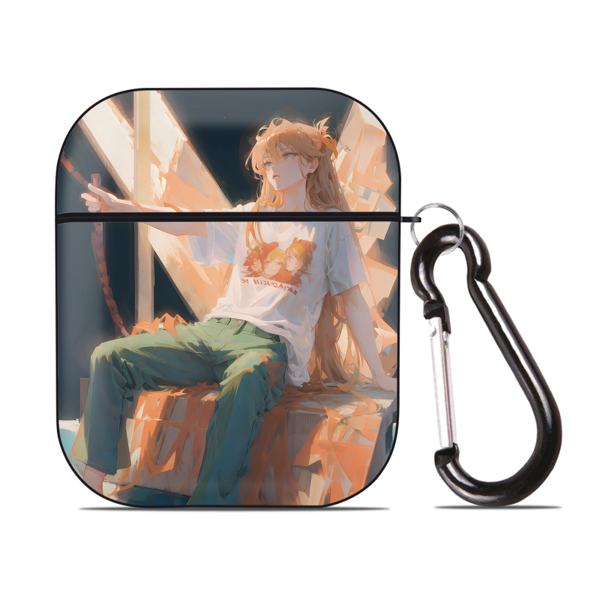 （画像用） EVA 新世紀エヴァンゲリオン AirPods 第2世代保護ケース ハードシェル ブラック 耐衝撃・防指紋・カラビナ付き