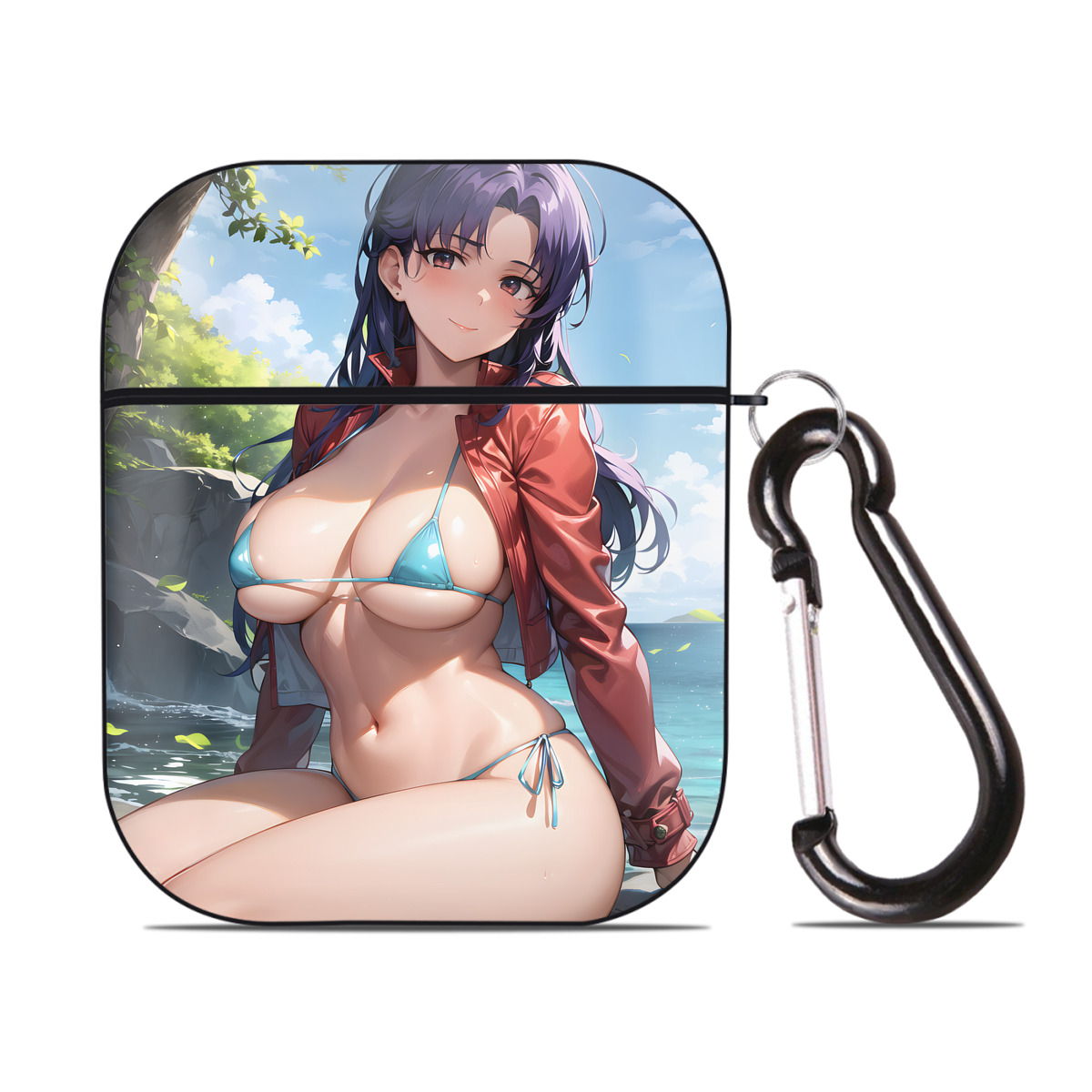 （画像用） EVA 新世紀エヴァンゲリオン AirPods 第2世代保護ケース ハードシェル ブラック 耐衝撃・防指紋・カラビナ付き
