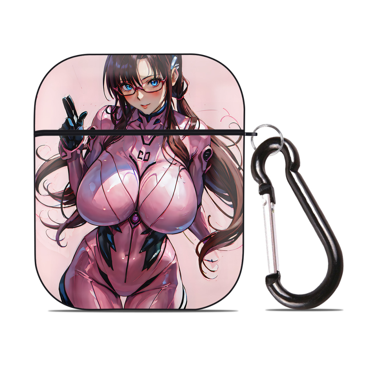 （画像用） EVA 新世紀エヴァンゲリオン AirPods 第2世代保護ケース ハードシェル ブラック 耐衝撃・防指紋・カラビナ付き