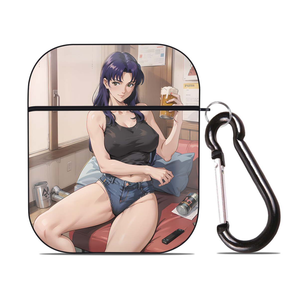 （画像用） EVA 新世紀エヴァンゲリオン AirPods 第2世代保護ケース ハードシェル ブラック 耐衝撃・防指紋・カラビナ付き