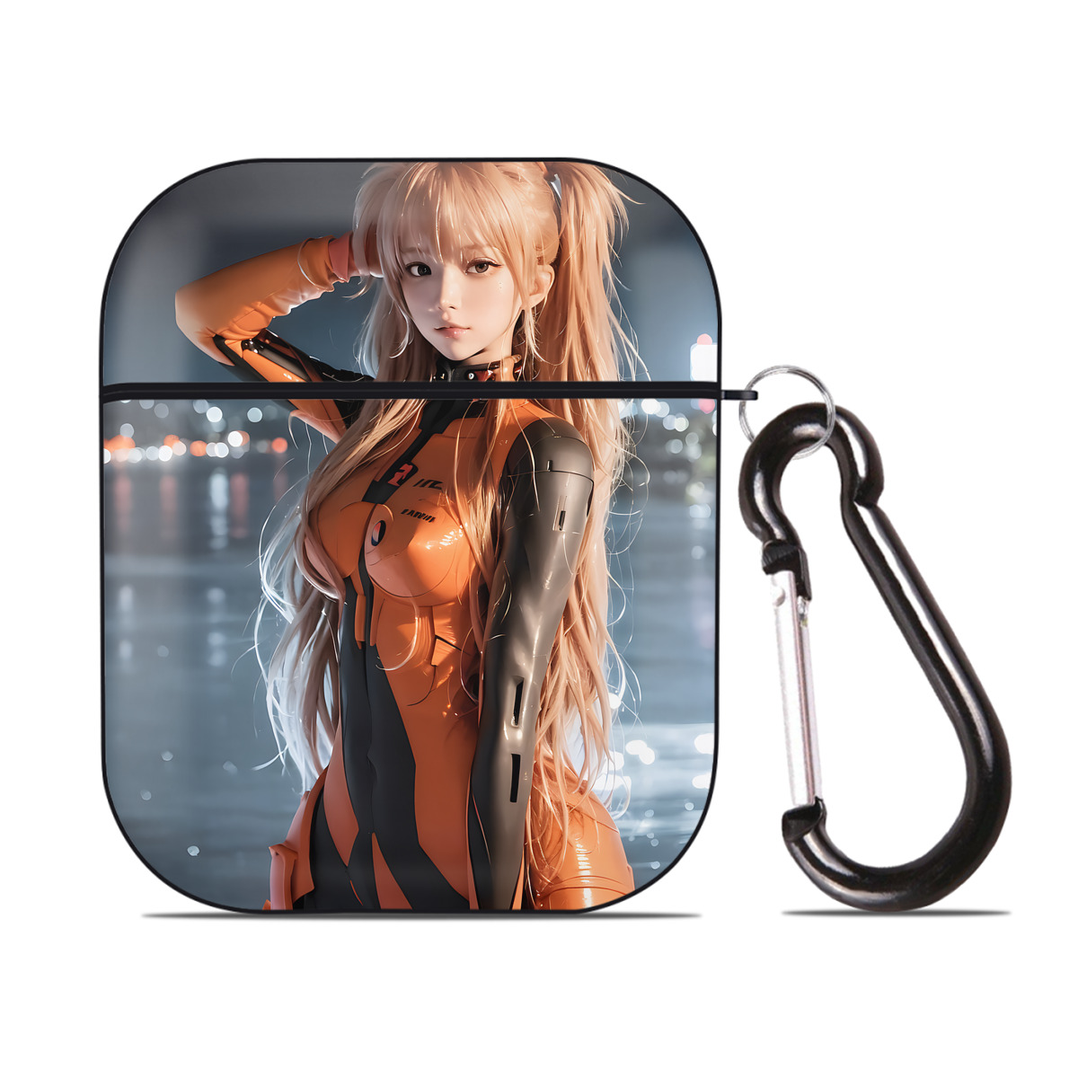 （画像用） EVA 新世紀エヴァンゲリオン AirPods 第2世代保護ケース ハードシェル ブラック 耐衝撃・防指紋・カラビナ付き