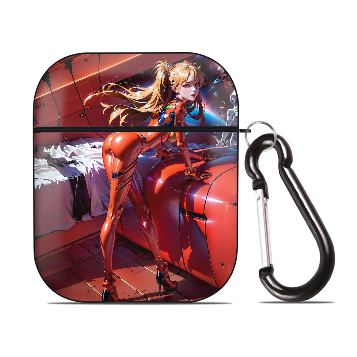 （画像用） EVA 新世紀エヴァンゲリオン AirPods 第2世代保護ケース ハードシェル ブラック 耐衝撃・防指紋・カラビナ付き
