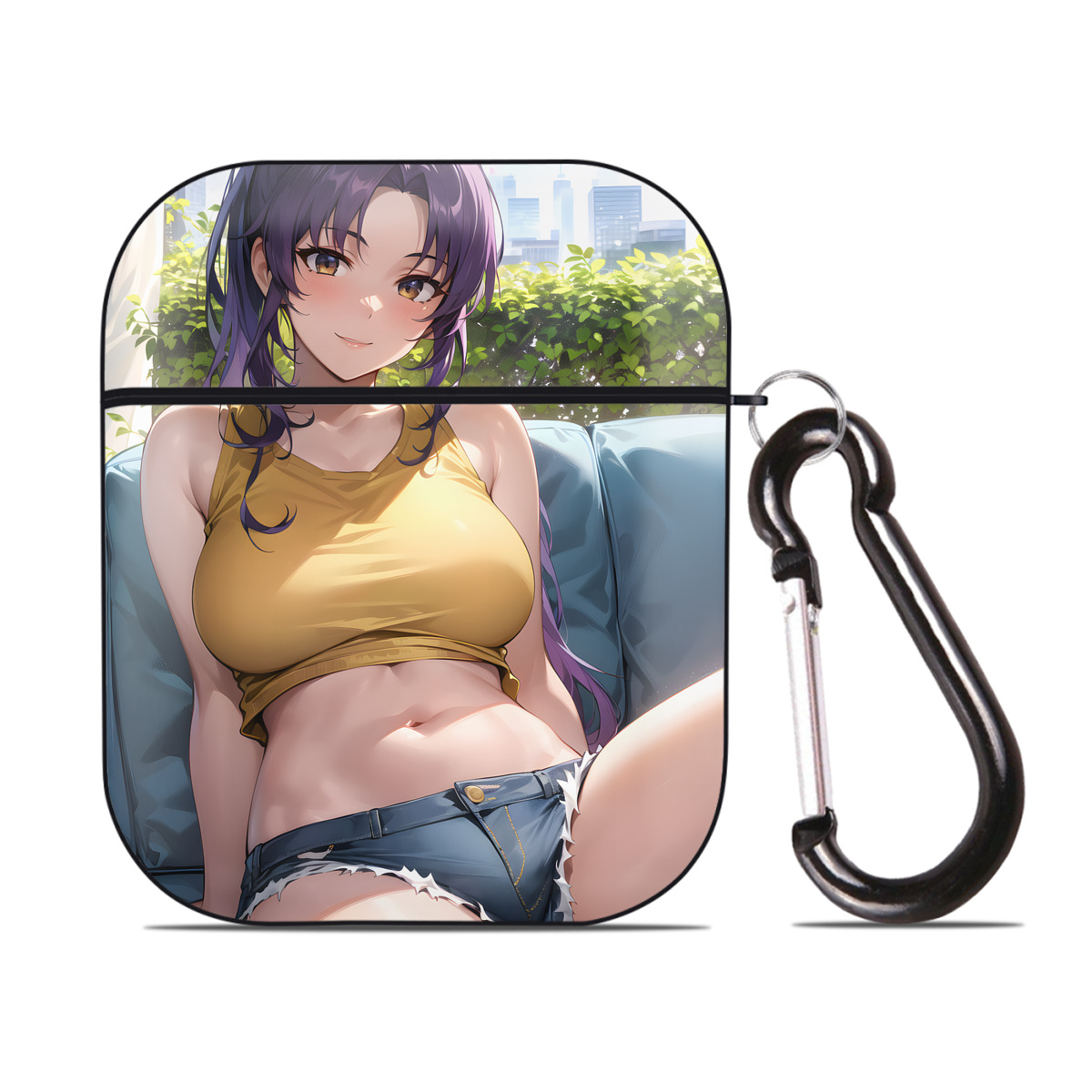 （画像用） EVA 新世紀エヴァンゲリオン AirPods 第2世代保護ケース ハードシェル ブラック 耐衝撃・防指紋・カラビナ付き