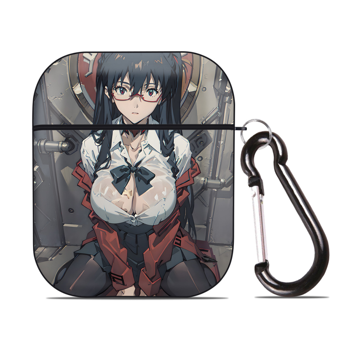 （画像用） EVA 新世紀エヴァンゲリオン AirPods 第2世代保護ケース ハードシェル ブラック 耐衝撃・防指紋・カラビナ付き