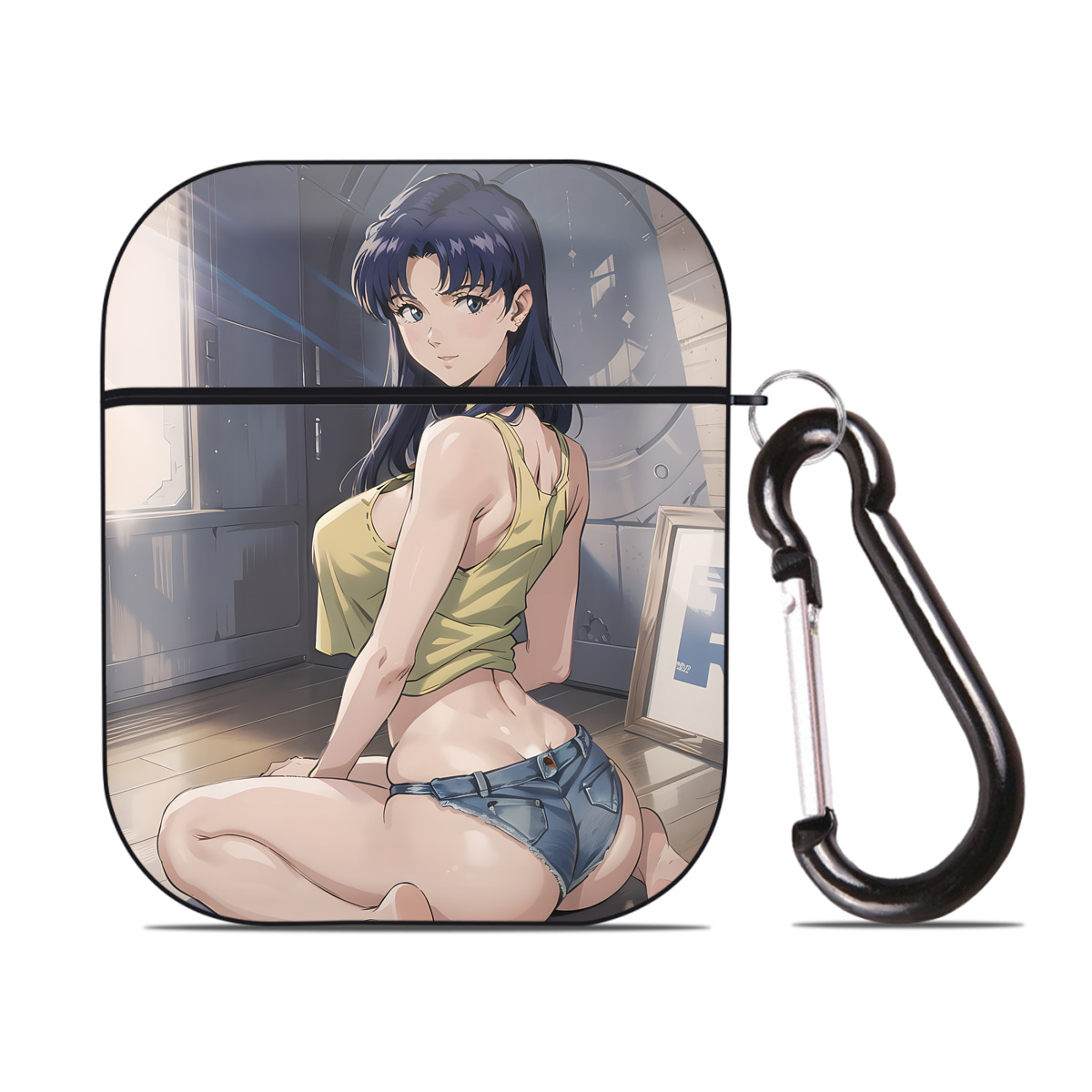 （画像用） EVA 新世紀エヴァンゲリオン AirPods 第2世代保護ケース ハードシェル ブラック 耐衝撃・防指紋・カラビナ付き