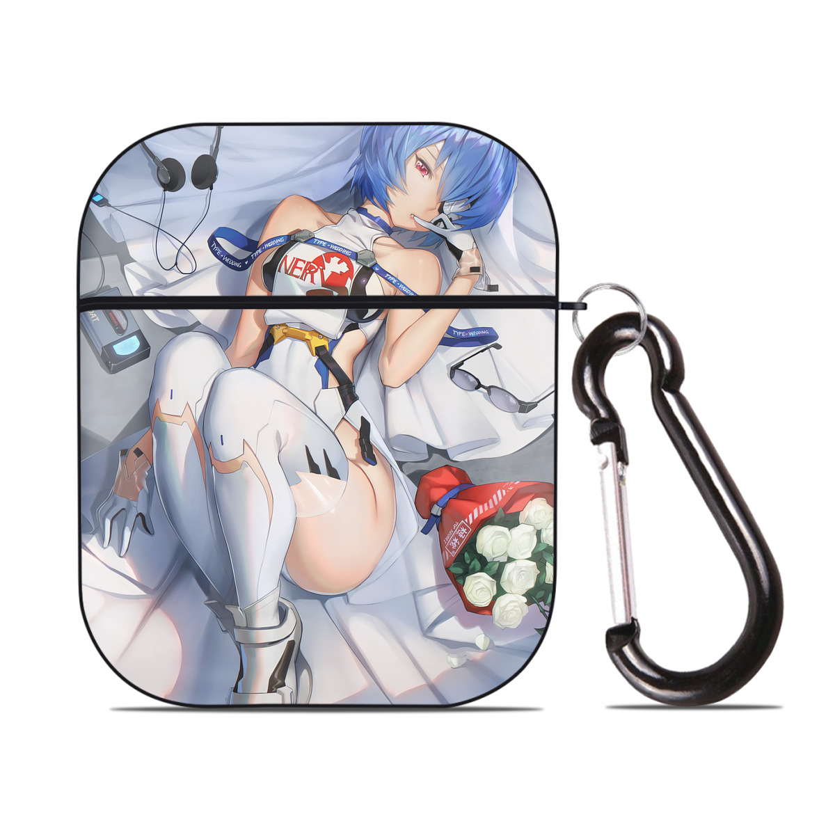 （画像用） EVA 新世紀エヴァンゲリオン AirPods 第2世代保護ケース ハードシェル ブラック 耐衝撃・防指紋・カラビナ付き
