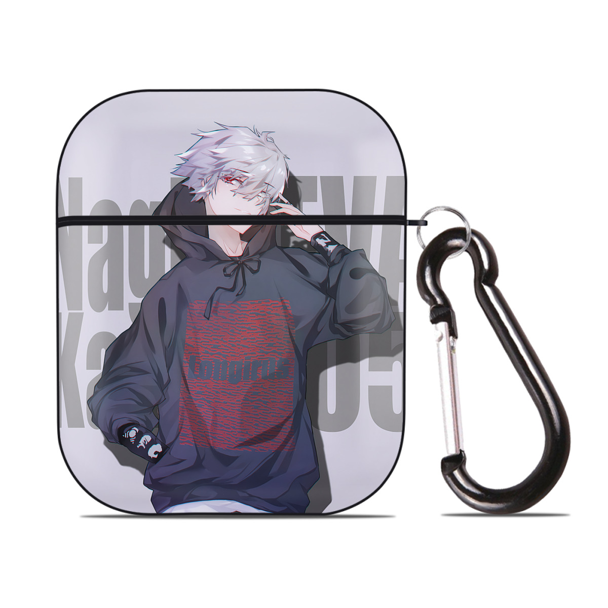 （画像用） EVA 新世紀エヴァンゲリオン AirPods 第2世代保護ケース ハードシェル ブラック 耐衝撃・防指紋・カラビナ付き