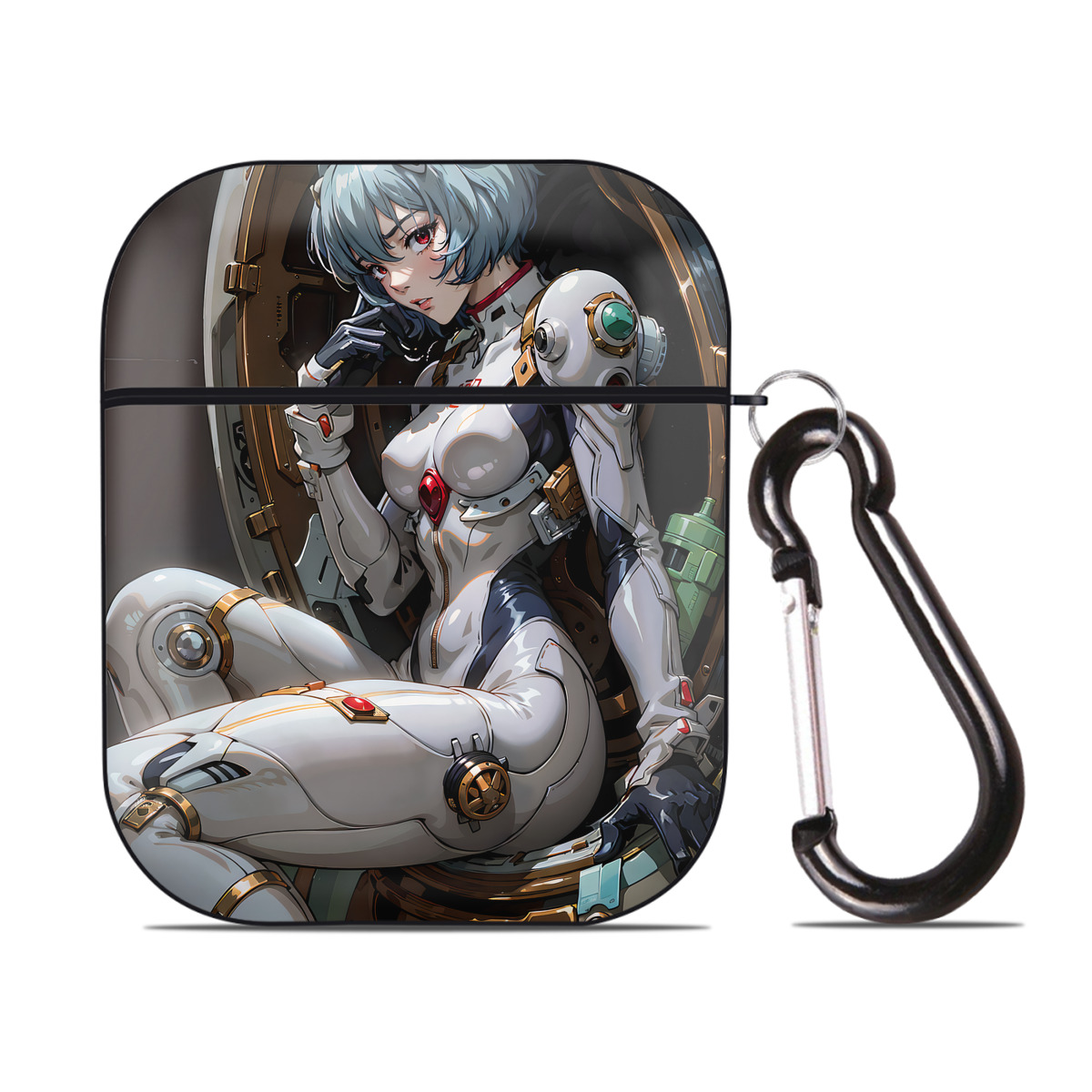 （画像用） EVA 新世紀エヴァンゲリオン AirPods 第2世代保護ケース ハードシェル ブラック 耐衝撃・防指紋・カラビナ付き