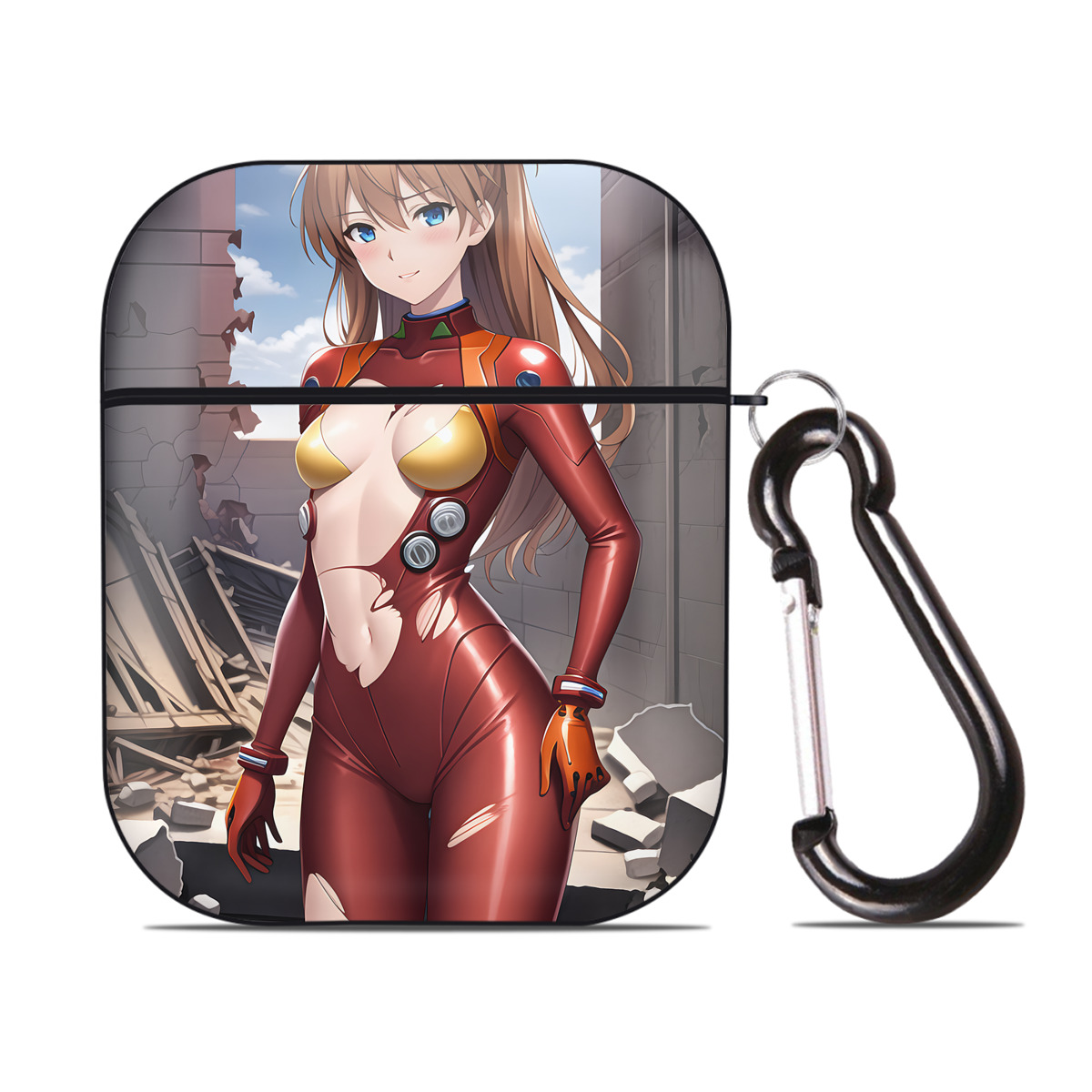 （画像用） EVA 新世紀エヴァンゲリオン AirPods 第2世代保護ケース ハードシェル ブラック 耐衝撃・防指紋・カラビナ付き