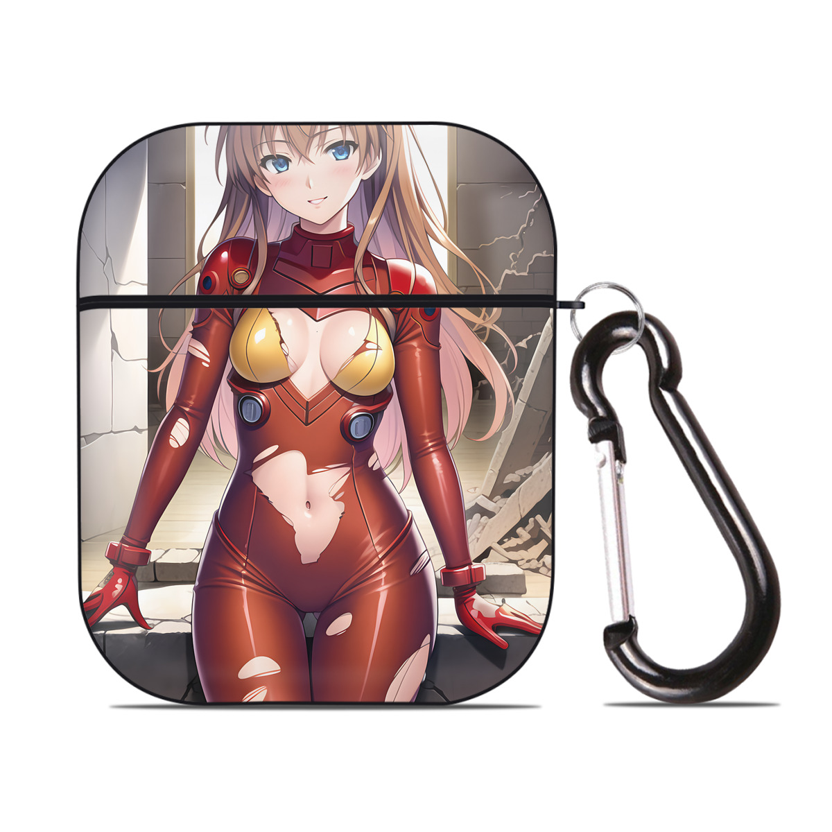 （画像用） EVA 新世紀エヴァンゲリオン AirPods 第2世代保護ケース ハードシェル ブラック 耐衝撃・防指紋・カラビナ付き