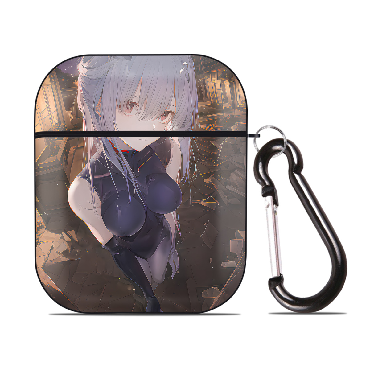 （画像用） EVA 新世紀エヴァンゲリオン AirPods 第2世代保護ケース ハードシェル ブラック 耐衝撃・防指紋・カラビナ付き