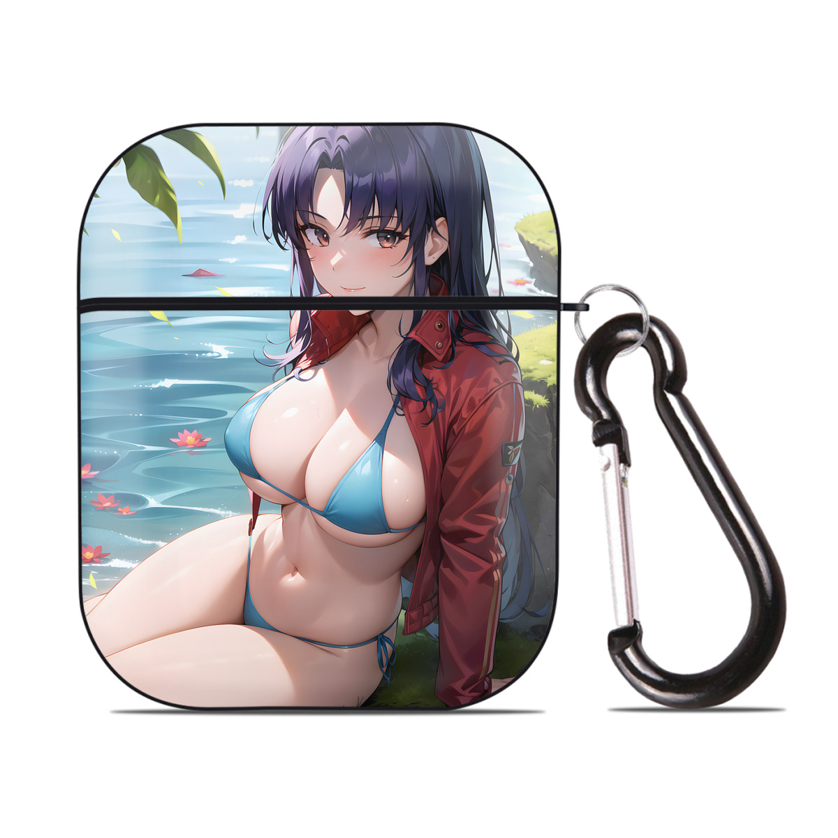 （画像用） EVA 新世紀エヴァンゲリオン AirPods 第2世代保護ケース ハードシェル ブラック 耐衝撃・防指紋・カラビナ付き
