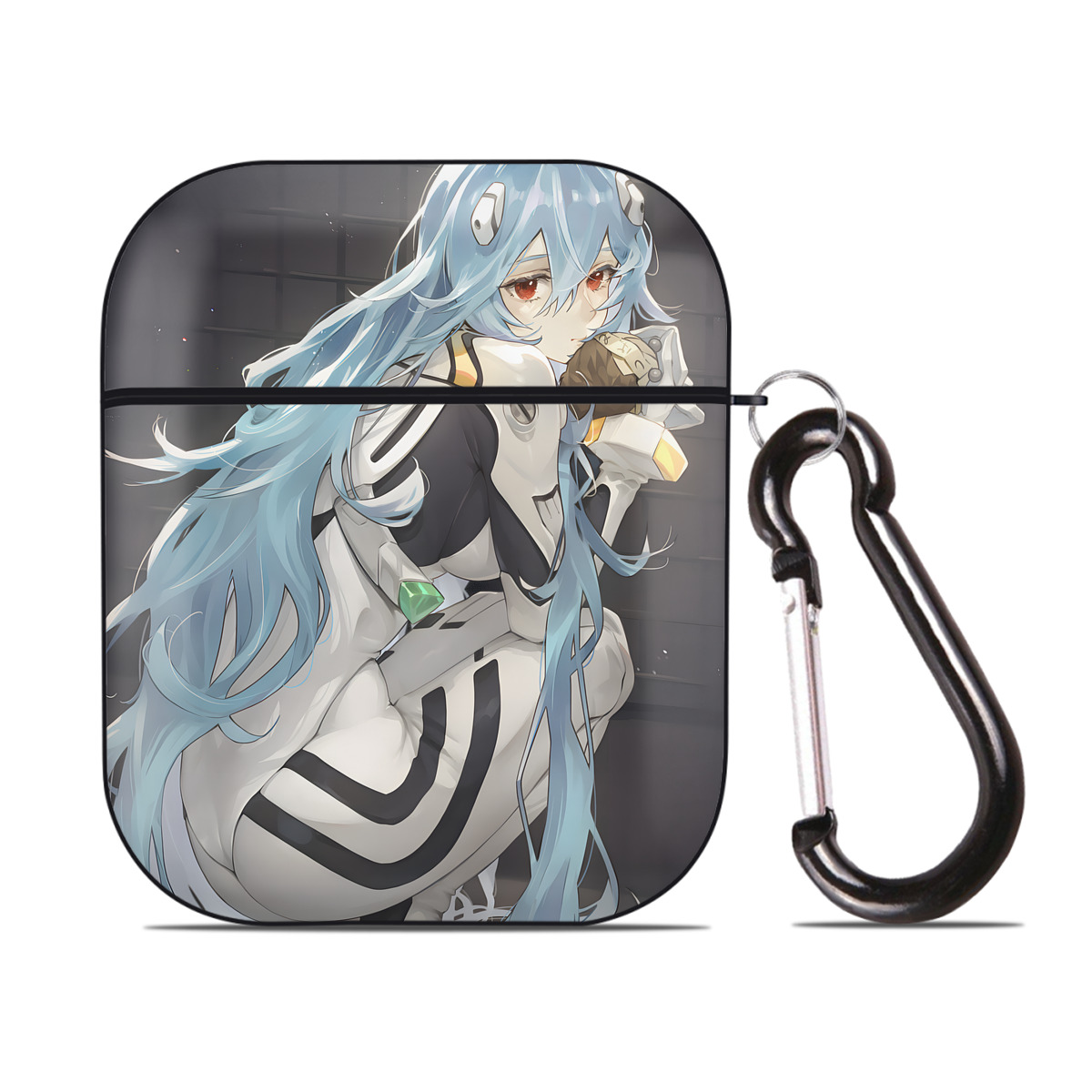 （画像用） EVA 新世紀エヴァンゲリオン AirPods 第2世代保護ケース ハードシェル ブラック 耐衝撃・防指紋・カラビナ付き