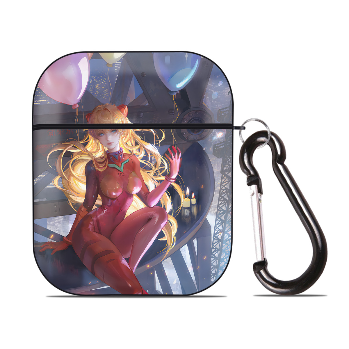 （画像用） EVA 新世紀エヴァンゲリオン AirPods 第2世代保護ケース ハードシェル ブラック 耐衝撃・防指紋・カラビナ付き