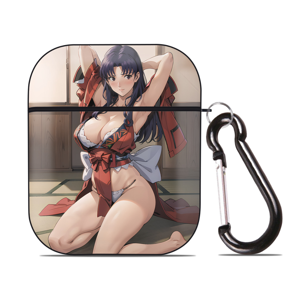 （画像用） EVA 新世紀エヴァンゲリオン AirPods 第2世代保護ケース ハードシェル ブラック 耐衝撃・防指紋・カラビナ付き