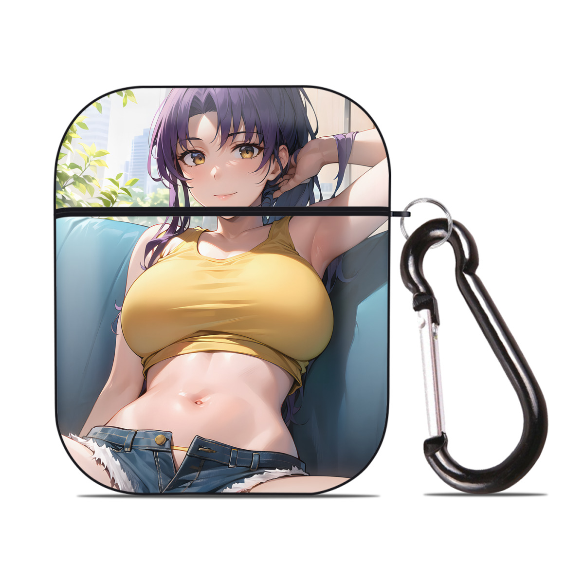 （画像用） EVA 新世紀エヴァンゲリオン AirPods 第2世代保護ケース ハードシェル ブラック 耐衝撃・防指紋・カラビナ付き
