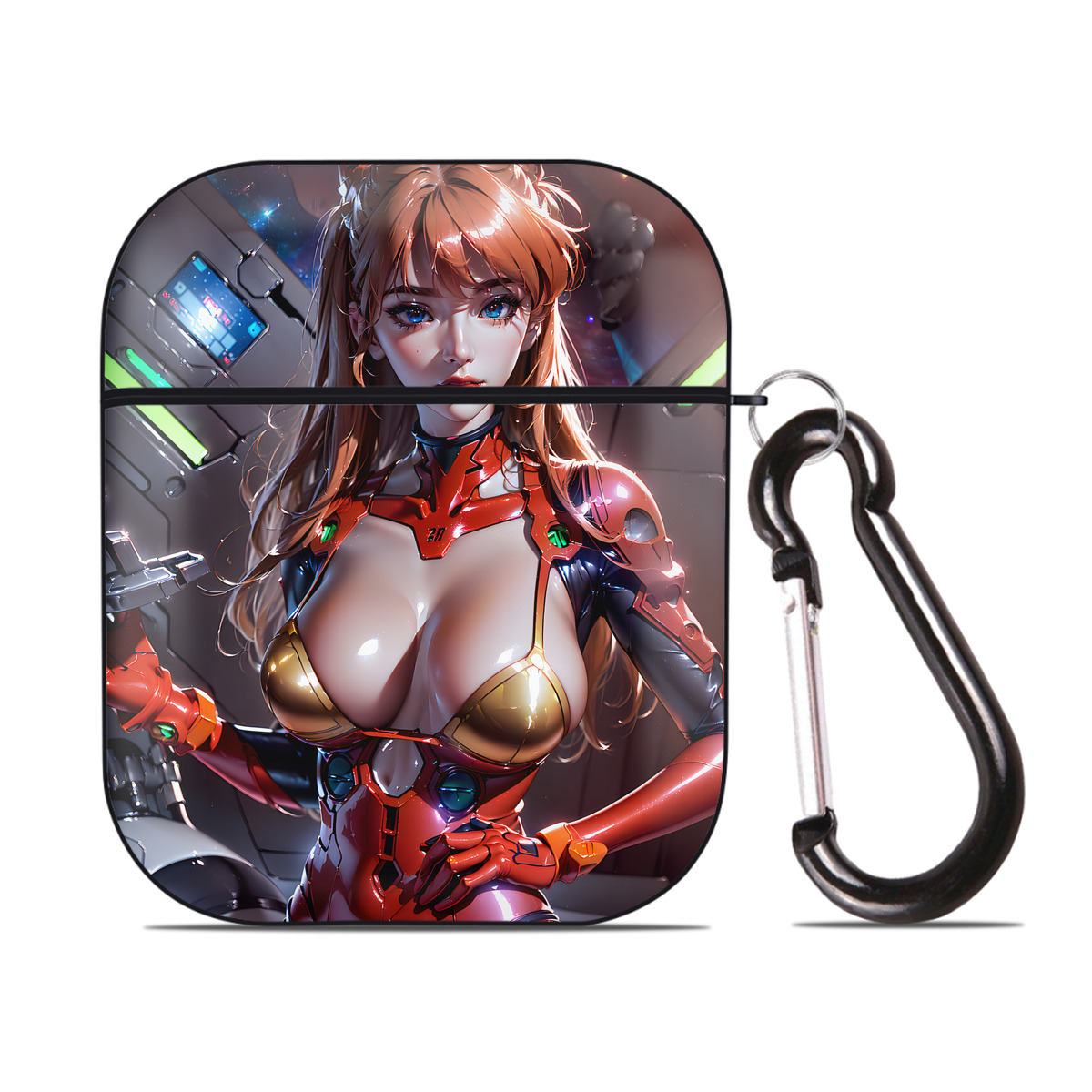 （画像用） EVA 新世紀エヴァンゲリオン AirPods 第2世代保護ケース ハードシェル ブラック 耐衝撃・防指紋・カラビナ付き