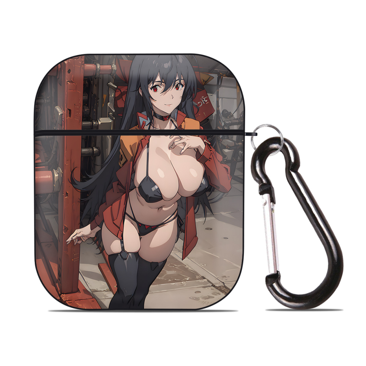 （画像用） EVA 新世紀エヴァンゲリオン AirPods 第2世代保護ケース ハードシェル ブラック 耐衝撃・防指紋・カラビナ付き