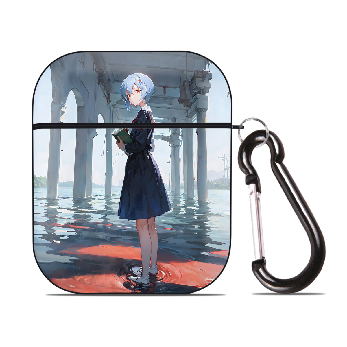 （画像用） EVA 新世紀エヴァンゲリオン AirPods 第2世代保護ケース ハードシェル ブラック 耐衝撃・防指紋・カラビナ付き