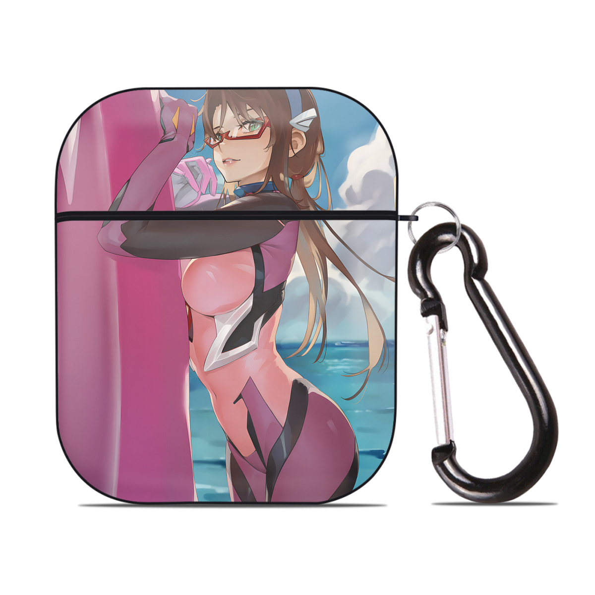 （画像用） EVA 新世紀エヴァンゲリオン AirPods 第2世代保護ケース ハードシェル ブラック 耐衝撃・防指紋・カラビナ付き