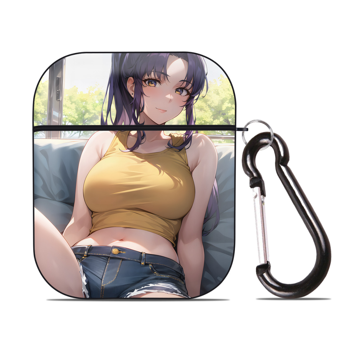 （画像用） EVA 新世紀エヴァンゲリオン AirPods 第2世代保護ケース ハードシェル ブラック 耐衝撃・防指紋・カラビナ付き