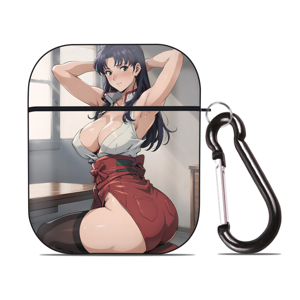 （画像用） EVA 新世紀エヴァンゲリオン AirPods 第2世代保護ケース ハードシェル ブラック 耐衝撃・防指紋・カラビナ付き
