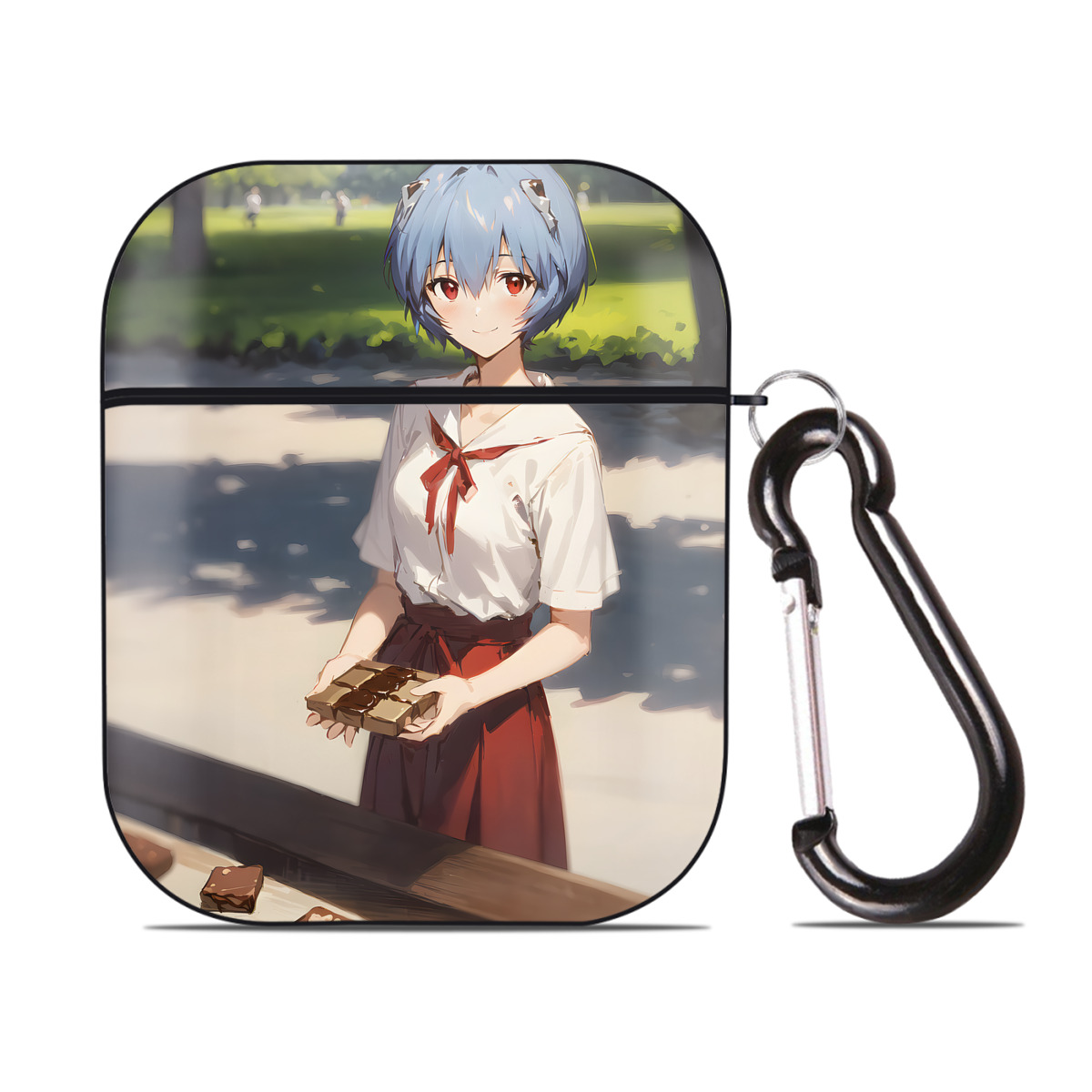 （画像用） EVA 新世紀エヴァンゲリオン AirPods 第2世代保護ケース ハードシェル ブラック 耐衝撃・防指紋・カラビナ付き