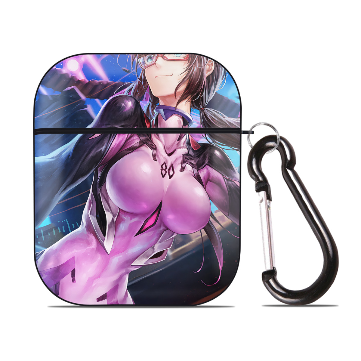 （画像用） EVA 新世紀エヴァンゲリオン AirPods 第2世代保護ケース ハードシェル ブラック 耐衝撃・防指紋・カラビナ付き
