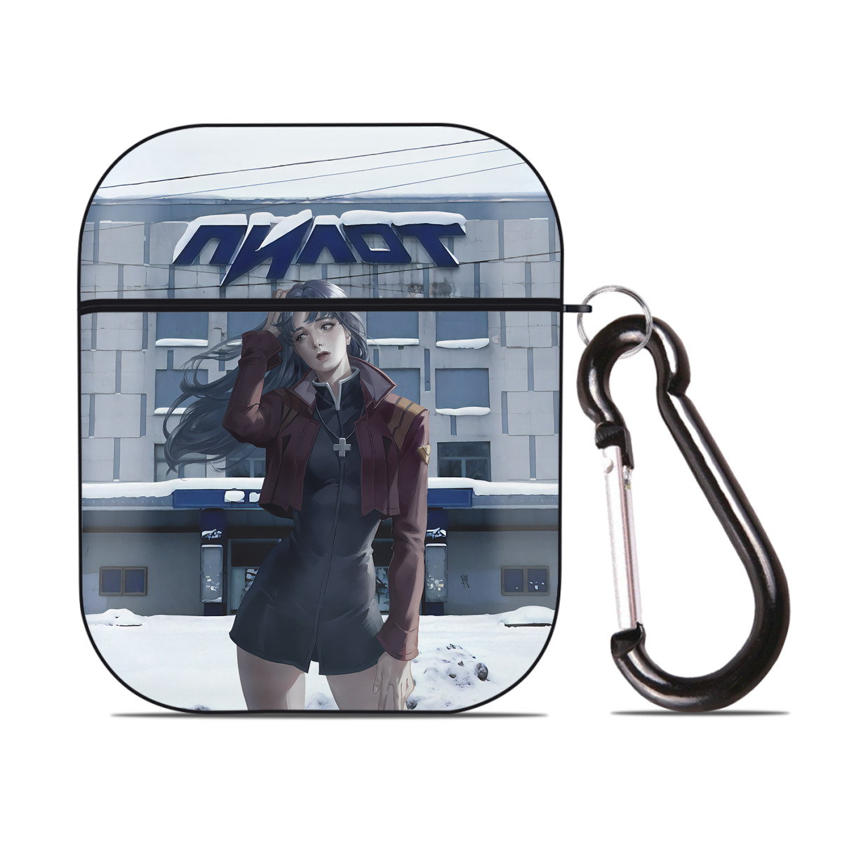 （画像用） EVA 新世紀エヴァンゲリオン AirPods 第2世代保護ケース ハードシェル ブラック 耐衝撃・防指紋・カラビナ付き
