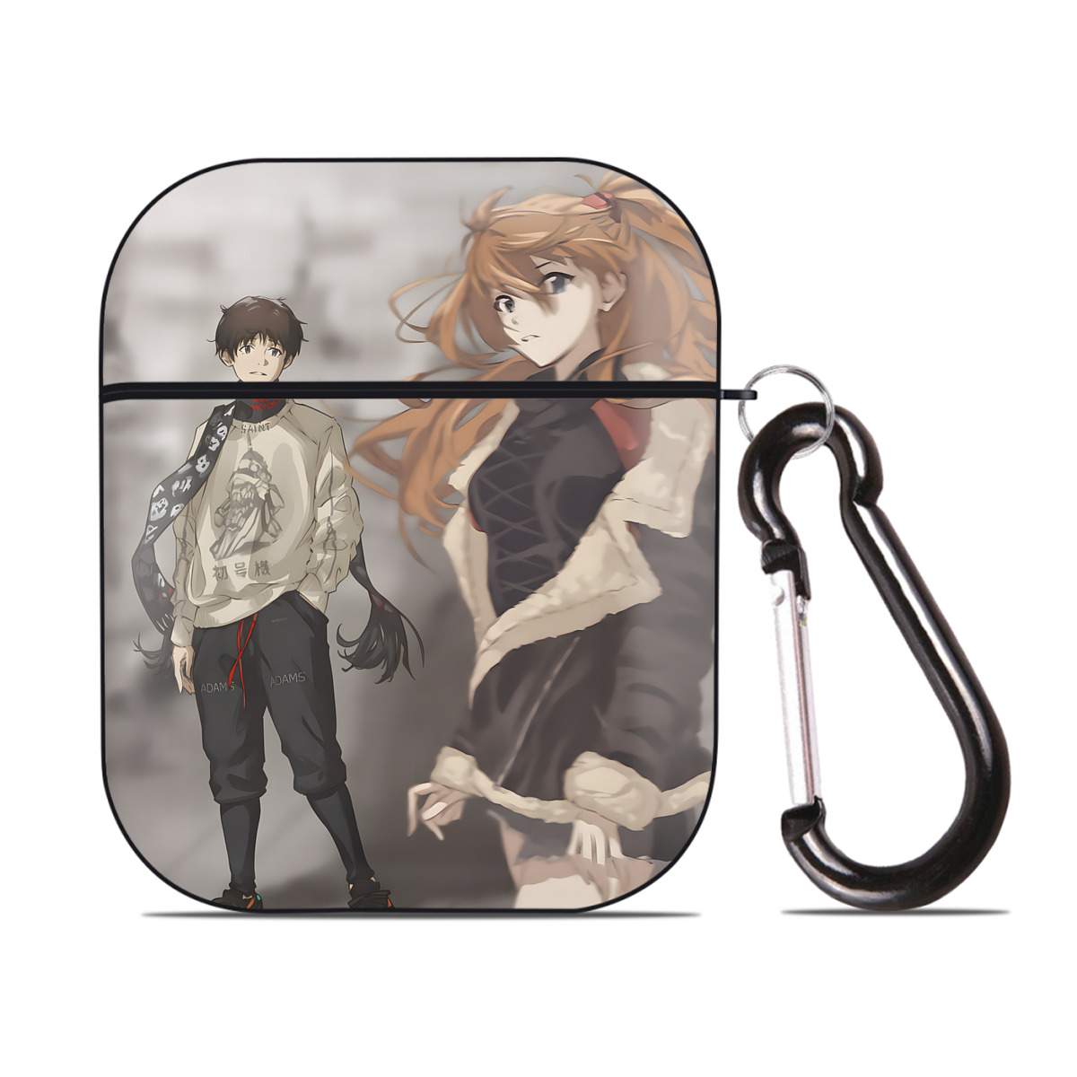 （画像用） EVA 新世紀エヴァンゲリオン AirPods 第2世代保護ケース ハードシェル ブラック 耐衝撃・防指紋・カラビナ付き