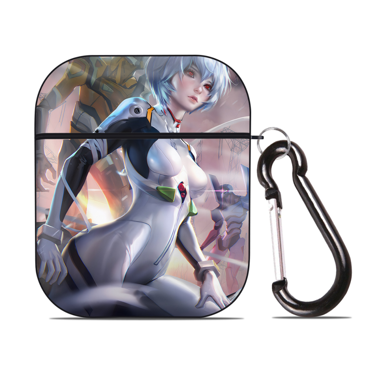 （画像用） EVA 新世紀エヴァンゲリオン AirPods 第2世代保護ケース ハードシェル ブラック 耐衝撃・防指紋・カラビナ付き