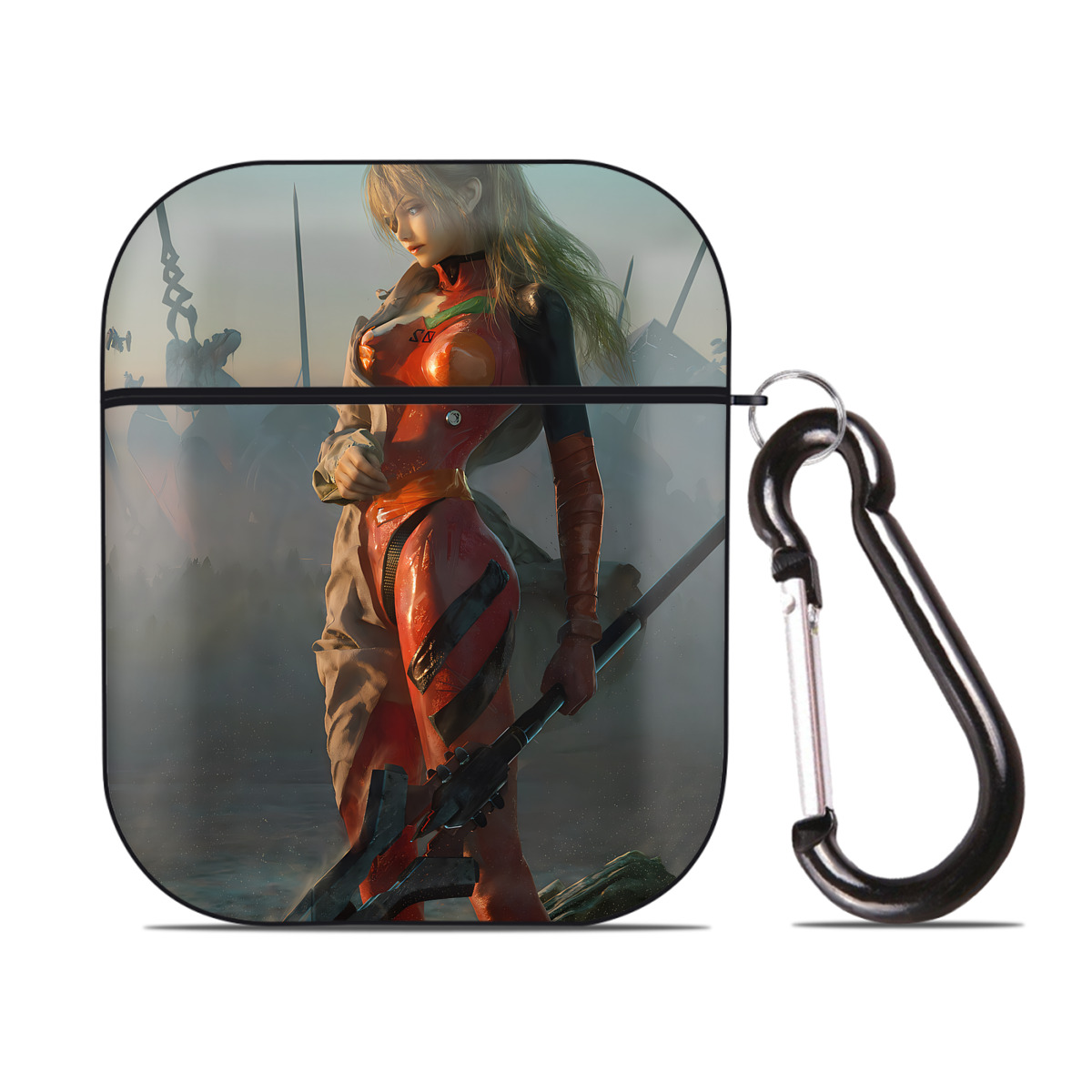 （画像用） EVA 新世紀エヴァンゲリオン AirPods 第2世代保護ケース ハードシェル ブラック 耐衝撃・防指紋・カラビナ付き