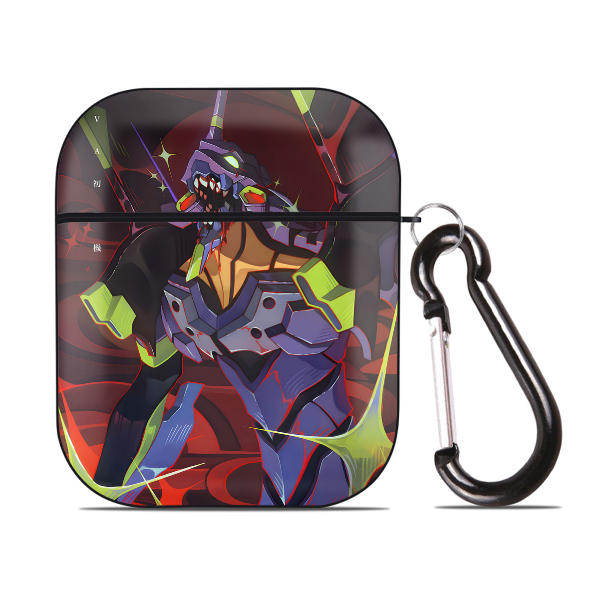 （画像用） EVA 新世紀エヴァンゲリオン AirPods 第2世代保護ケース ハードシェル ブラック 耐衝撃・防指紋・カラビナ付き