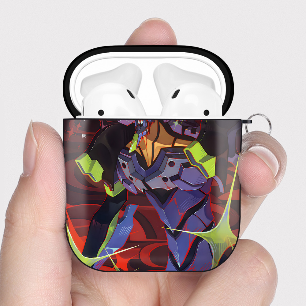（画像用） EVA 新世紀エヴァンゲリオン AirPods 第2世代保護ケース ハードシェル ブラック 耐衝撃・防指紋・カラビナ付き