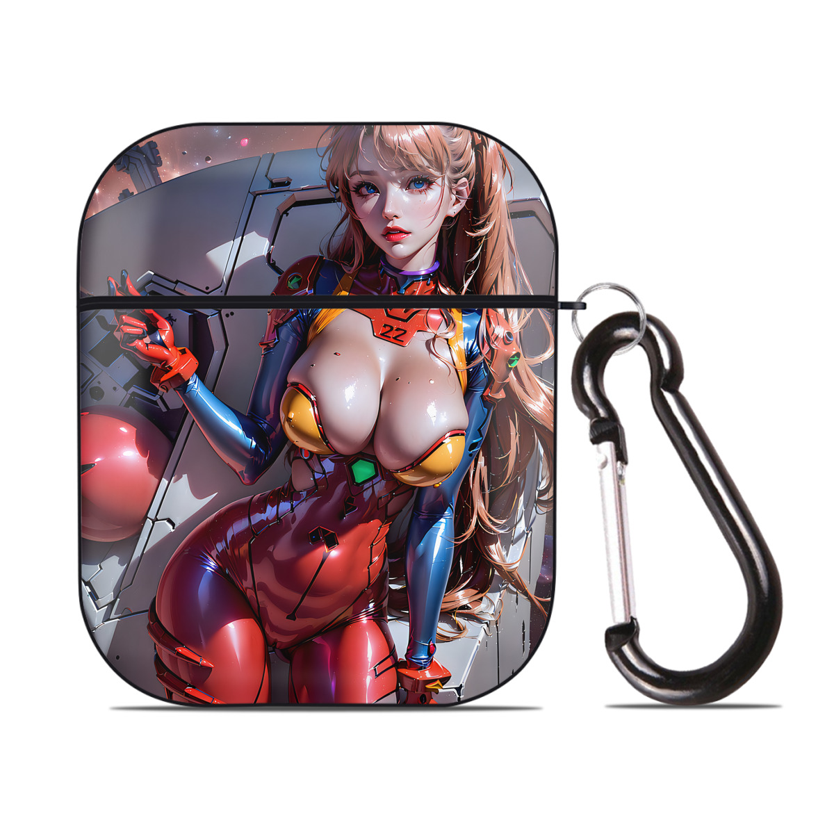 （画像用） EVA 新世紀エヴァンゲリオン AirPods 第2世代保護ケース ハードシェル ブラック 耐衝撃・防指紋・カラビナ付き