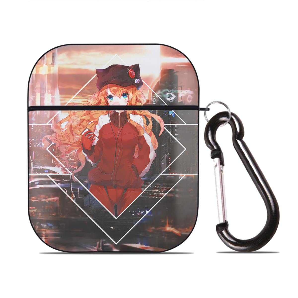 （画像用） EVA 新世紀エヴァンゲリオン AirPods 第2世代保護ケース ハードシェル ブラック 耐衝撃・防指紋・カラビナ付き