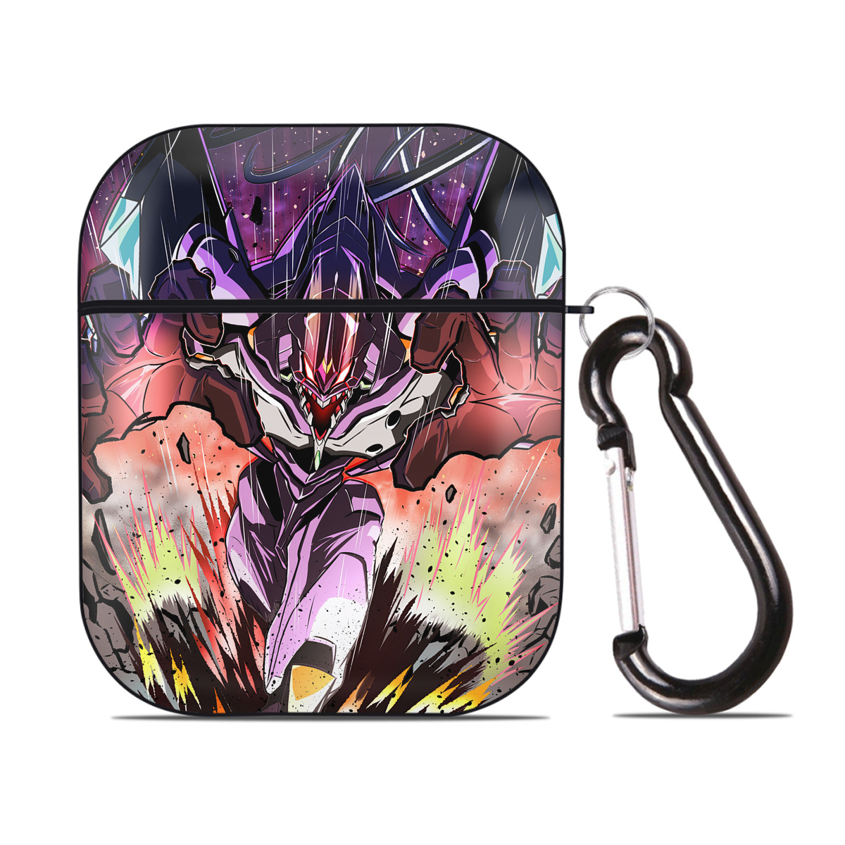 （画像用） EVA 新世紀エヴァンゲリオン AirPods 第2世代保護ケース ハードシェル ブラック 耐衝撃・防指紋・カラビナ付き